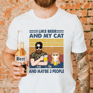Beer Cat Dad - Majica (Bela)